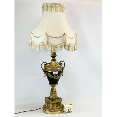 228 - A large vintage Neo Classical Empire Style ornate brass table lamp. 93cm.