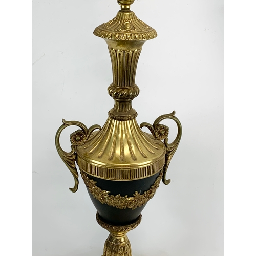 228 - A large vintage Neo Classical Empire Style ornate brass table lamp. 93cm.