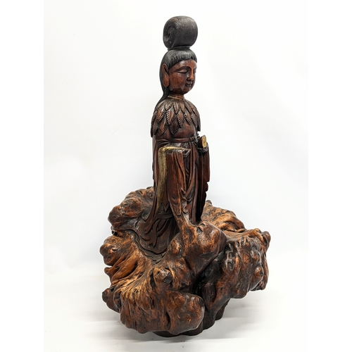 241 - A large vintage carved boxwood figure of Guanyin. 79.5cm