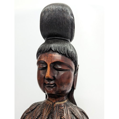 241 - A large vintage carved boxwood figure of Guanyin. 79.5cm