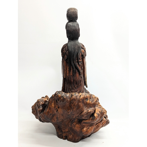 241 - A large vintage carved boxwood figure of Guanyin. 79.5cm