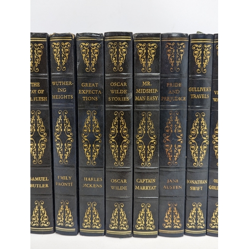 252 - A collection of leather bound classic books, including Pride & Prejudice by Jane Austen, Great Expec... 