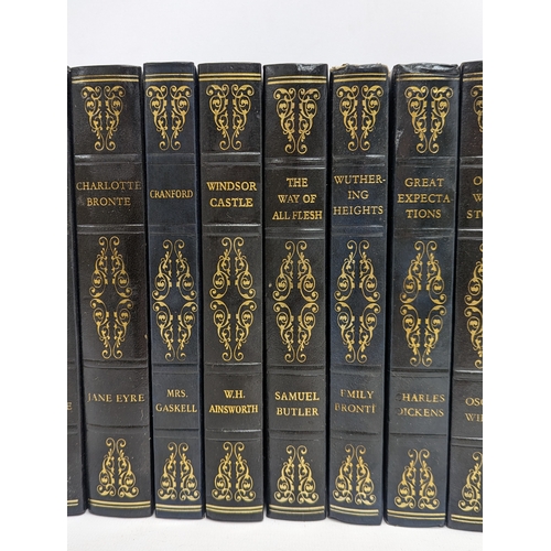 252 - A collection of leather bound classic books, including Pride & Prejudice by Jane Austen, Great Expec... 