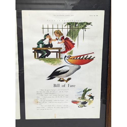 269 - 2 framed 1949 Guinness Advertising prints of Alice in Posterland, March 12th 