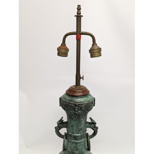 284 - A large vintage Chinese style table lamp