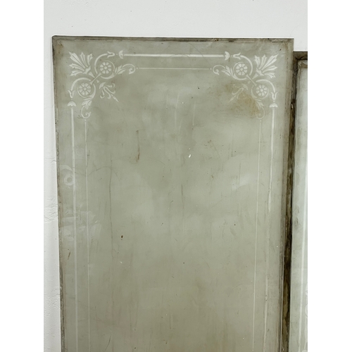 300 - 6 Victorian etched glass panels. Largest 68 x 137cm