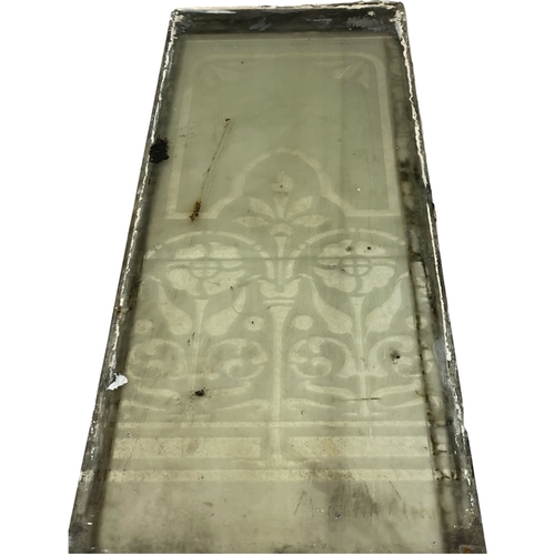 300 - 6 Victorian etched glass panels. Largest 68 x 137cm