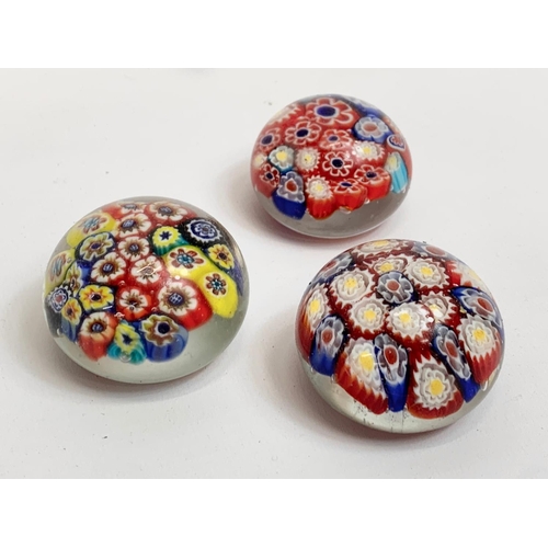 407 - 3 small Art Glass paperweights in boxes. 5cm.