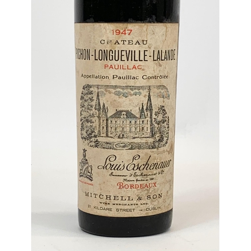 41 - A bottle of Chateau Pichon Longueville Lalande Pauillac wine. 1947. Bordeaux. Louis Eschenauer. Reta... 