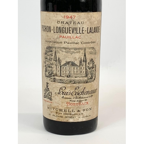 42 - A bottle of Chateau Pichon Longueville Lalande Pauillac wine. 1947. Bordeaux. Louis Eschenauer. Reta... 