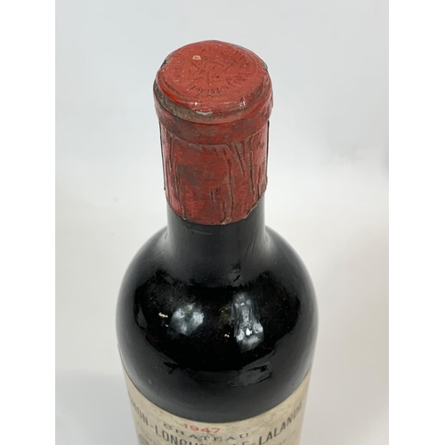 42 - A bottle of Chateau Pichon Longueville Lalande Pauillac wine. 1947. Bordeaux. Louis Eschenauer. Reta... 