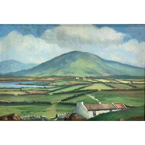 71 - An oil painting by J. J. O’Neill. County Galway. In a gilt frame. Painting measures 75 x 50cm. Frame... 