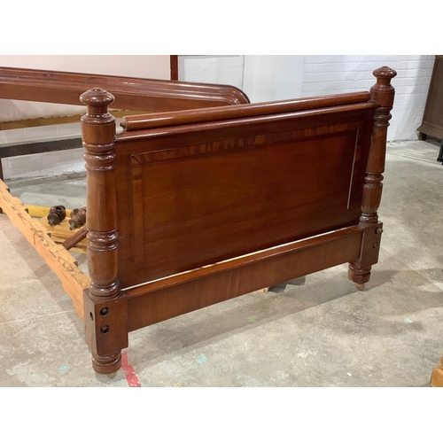 935 - A Victorian heavy mahogany Half Tester bed. 149 x 204cm