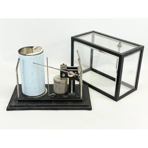 287 - A vintage Micro Barograph by Short & Mason, in a Bevelled glass case. 32 x 18 x 23cm