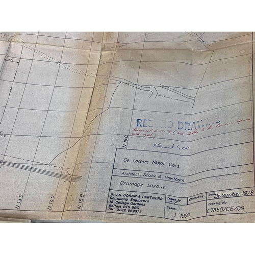 366 - 2 De Lorean Motor Cars LTD factory map layouts. The Fabrication & Storage building and the Drainage ... 