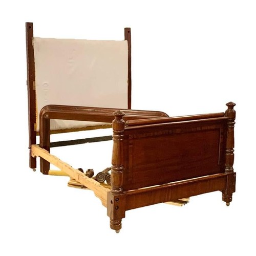 935 - A Victorian heavy mahogany Half Tester bed. 149 x 204cm