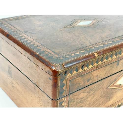 1 - A Victorian walnut inlaid jewellery box, with mother of pearl.