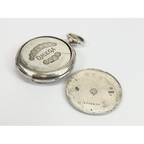 528 - An omega pocket watch. Stamped 0.800.