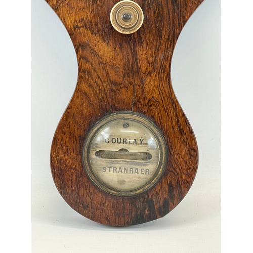 28 - A Georgian rosewood barometer. George IV. 1830. By Gourlay Stranraer. 97cm