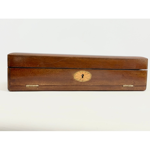 34 - A vintage inlaid mahogany box. 39.5 c 21.5 x 9.5cm