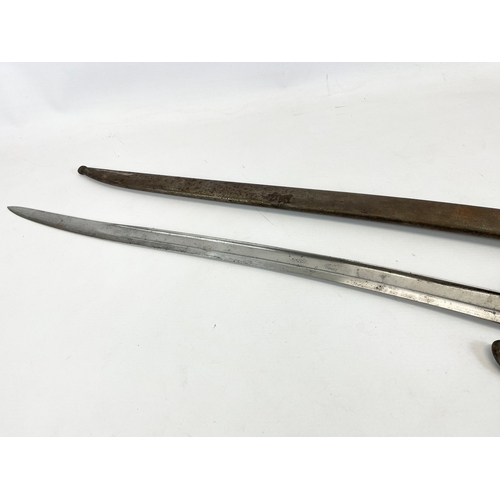 36 - A 19th century French sword bayonet. 71cm