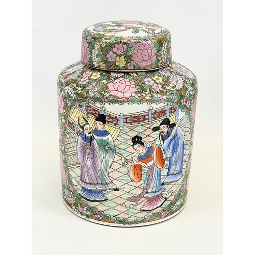 418 - A large early 20th century Japanese pottery jar with lid. Circa 1900-1920. 28 x 32cm