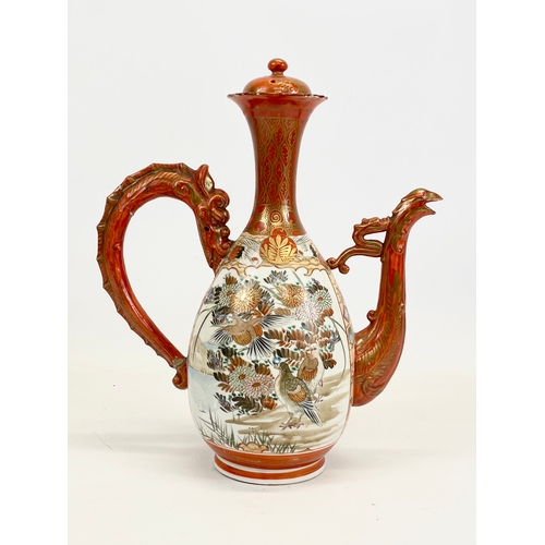 442 - 2 large pieces of late 19th century Meiji Japanese Kutani porcelain. Teapot measures 25 x 30cm. Vase... 