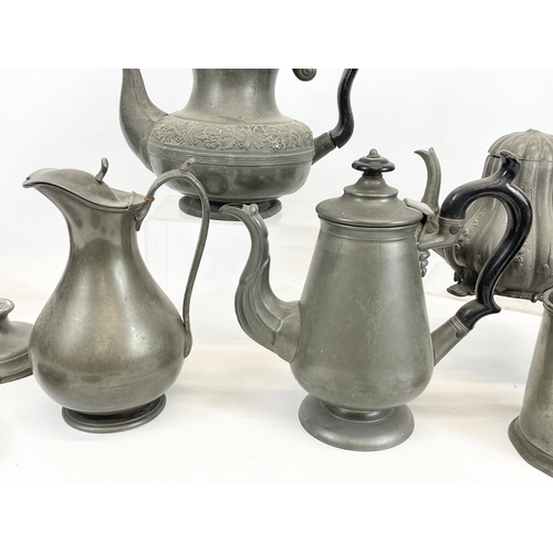 447 - A quantity of Georgian and Victorian pewter ware. Pallisers Wolverhampton, James Dixon & Son, B Gray... 