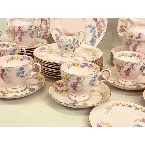 457 - A 56 piece Tuscan tea set. 12 salad plates 21.5cm, 12 sandwich plates, cake plate, 2 milk jugs, 2 su... 