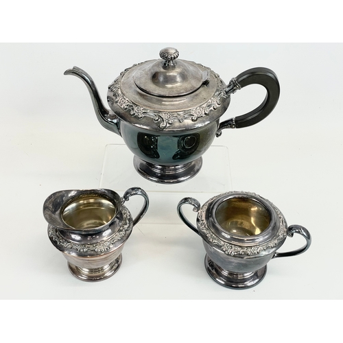 466 - A quantity of silver plate. Including 4 Victorian and Edwardian 3 piece Georgian style tea services ... 