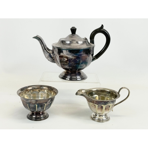 466 - A quantity of silver plate. Including 4 Victorian and Edwardian 3 piece Georgian style tea services ... 