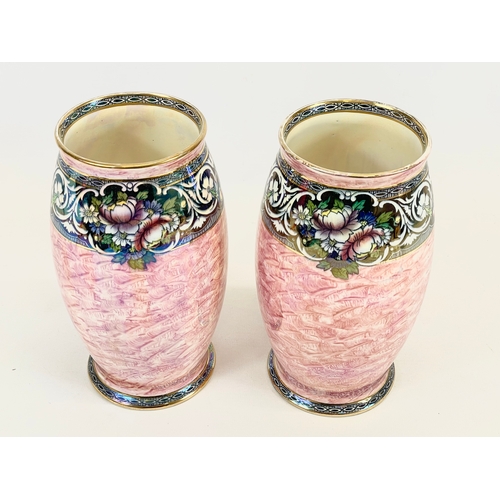 417 - A pair of vintage New Hall lustre vases, designed by Lucian Boullemier. 1930’s-1940’s.