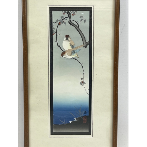 43 - A pair of early 20th century hand painted watercolours. Matsumoto Studio. 20 x 39cm including frame.