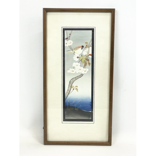 43 - A pair of early 20th century hand painted watercolours. Matsumoto Studio. 20 x 39cm including frame.