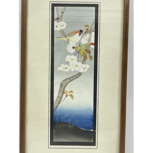 43 - A pair of early 20th century hand painted watercolours. Matsumoto Studio. 20 x 39cm including frame.