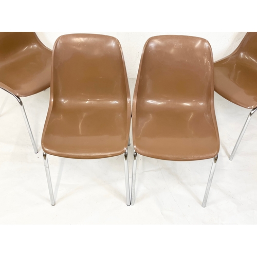 837 - A set of 4 Centa “Europa” chairs, designed by Oskar Winkler. In plastic and chrome. Mid Century. 197... 