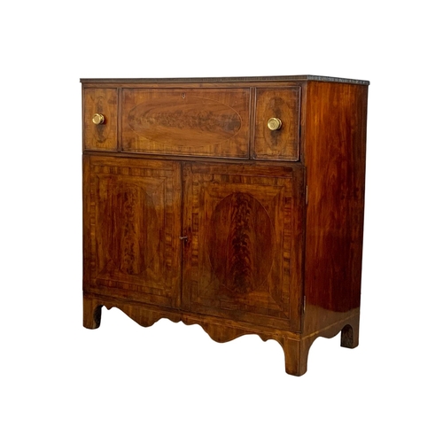 865 - An Irish George III inlaid mahogany secretaire chest, with 2 door cupboard. Georgian. Circa 1800. 11... 