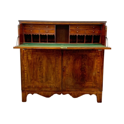 865 - An Irish George III inlaid mahogany secretaire chest, with 2 door cupboard. Georgian. Circa 1800. 11... 