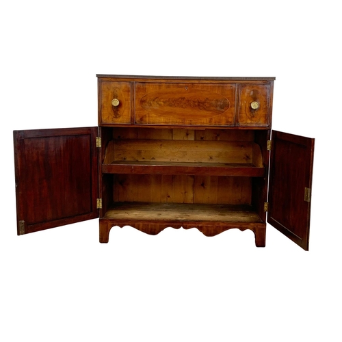 865 - An Irish George III inlaid mahogany secretaire chest, with 2 door cupboard. Georgian. Circa 1800. 11... 