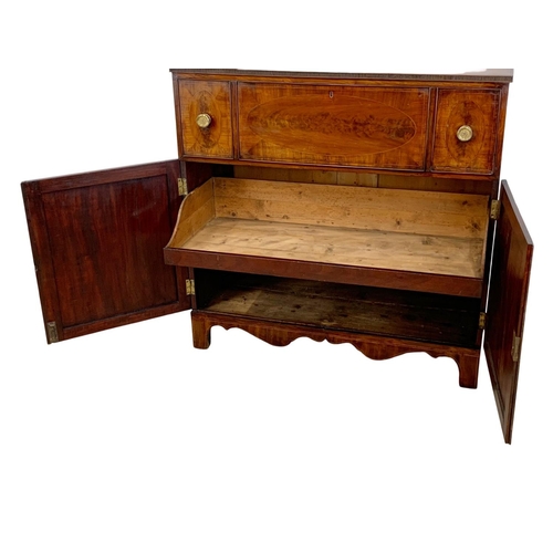 865 - An Irish George III inlaid mahogany secretaire chest, with 2 door cupboard. Georgian. Circa 1800. 11... 