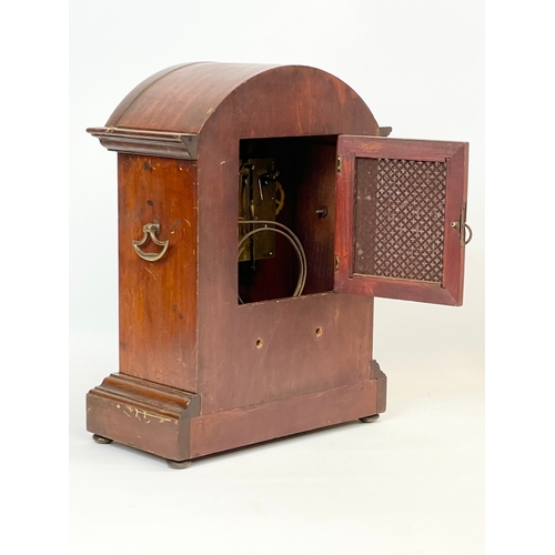 47 - A large Edwardian inlaid mahogany mantle clock. 28.5 x 14.5 x 38cm