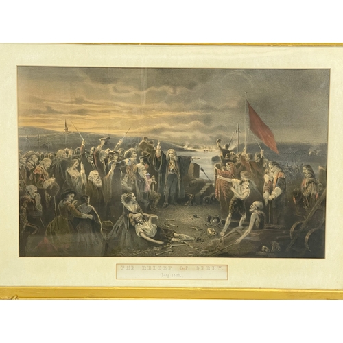 50 - A 19th century print of “The Relief of Derry” July 1689. In an Edwardian gilt frame. 97 x 71cm