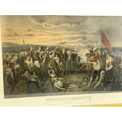 50 - A 19th century print of “The Relief of Derry” July 1689. In an Edwardian gilt frame. 97 x 71cm