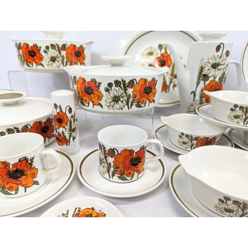 480 - A 64 piece J & G Meakin Studio Mid Century dinner set. Including 3 tureens, a cake plate, coffee pot... 