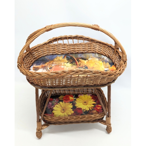 98 - A wicker 2 tiered basket. 55x39x66cm