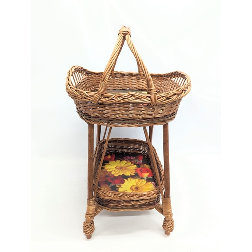 99 - A wicker 2 tiered basket. 53x40x68cm