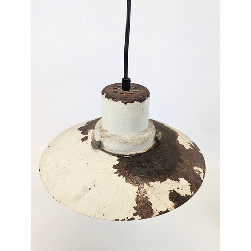 116 - A vintage industrial enamel ceiling light. 52cm