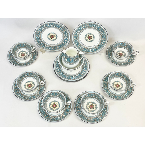 489 - A 20 piece Wedgwood “Florentine” pattern tea set. 6 sandwich plates, 6 cups, 6 saucers, milk jug and... 