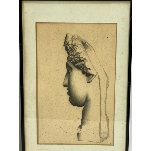 121 - A pair of early 20th century framed classical pencil drawings. 35.5 x 56cm including frame.