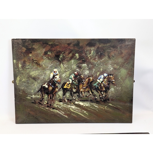 122 - A pair of oil paintings on canvas, Navan Races. 70x50cm